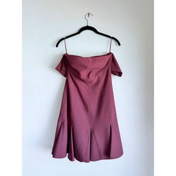 NWOT Cinq à Sept Elva Off-the-shoulder Godet Mini Dress In Elderberry Size 4 - Picture 5 of 13